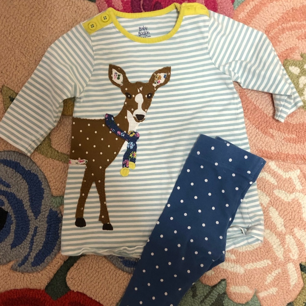 Baby Boden deer tunic and leggings set 6-12 month